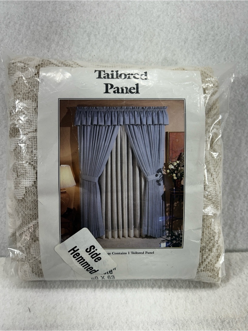 Vintage NOS Ivory Lace Curtain Panel 60x63 Made in USA